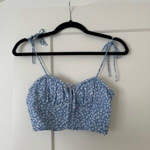 Princess Polly Blue Floral Crop Top